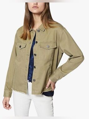 Sanctuary Raw-Hem Utility Trucker Jacket Prosperity Green XS